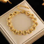 Gold Colour Stainless Steel Bangle 18K Plated Heart Wrist Chain