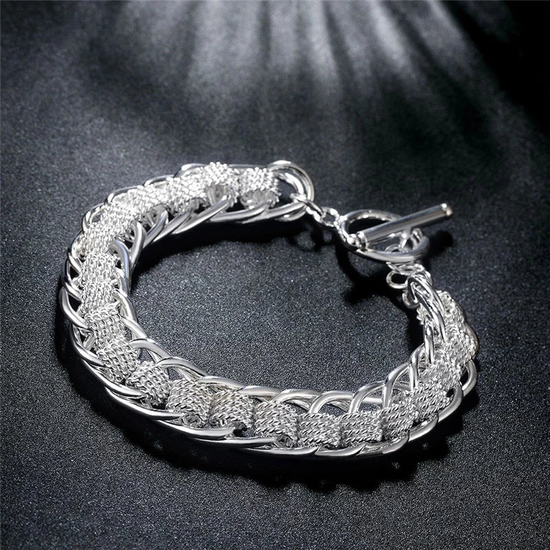 10mm Gold & Silver Chain Bracelet Men Women Noble Wedding Fashion Jewellery