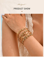 316L Stainless Steel Chunky Chain Bracelet for Women, 18k Gold Plated Waterproof Stackable Jewelry