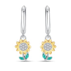 925 Sterling Silver Blue Iris Flower Drop Earrings Anniversary Jewellery Gift