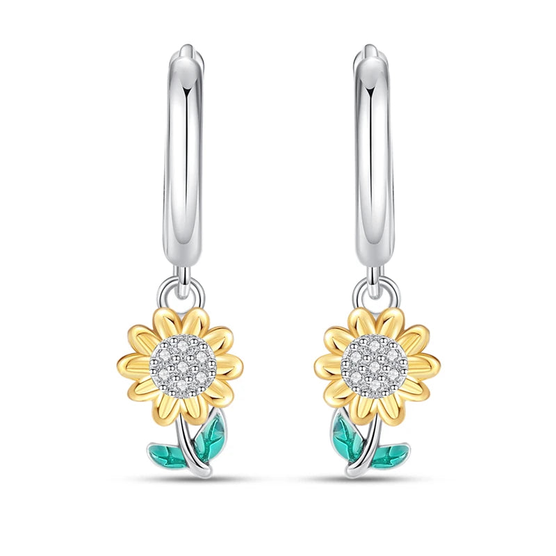925 Sterling Silver Blue Iris Flower Drop Earrings Anniversary Jewellery Gift