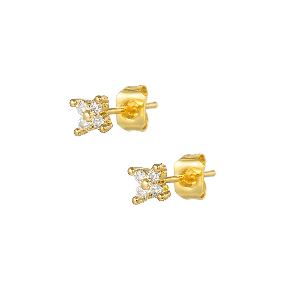 Stainless Steel Star Chain Tassel Drop Earrings 18K Gold Zircon