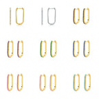 2PCS Stainless Steel Square Huggie Hoop Earrings Cubic Zirconia