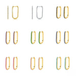 2PCS Stainless Steel Square Huggie Hoop Earrings Cubic Zirconia