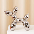 Ceramic Plating Balloon Dog Figurines Animal Statue Handmade Sculpture Modern Desk Decor
