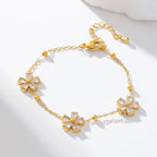 Flower Clover Zircon Stainless Steel Bracelet 2025 Trendy Wrist Chain