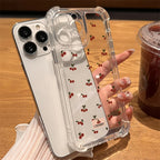 Cute Cherry Pattern Clear Case for iPhone 17 16 15 14 13 Pro Max