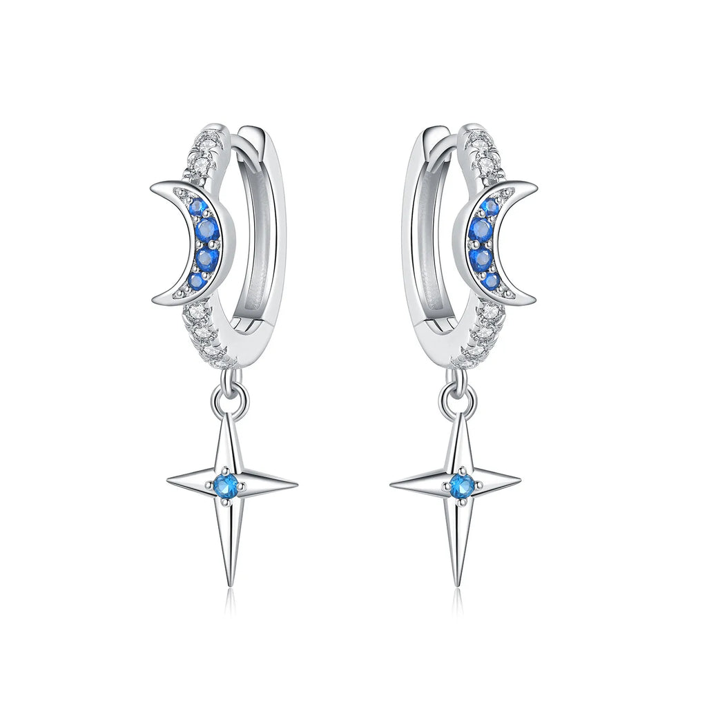 925 Sterling Silver Asymmetric Starry Drop Earrings Anniversary Jewellery Gift