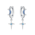925 Sterling Silver Asymmetric Starry Drop Earrings Anniversary Jewellery Gift