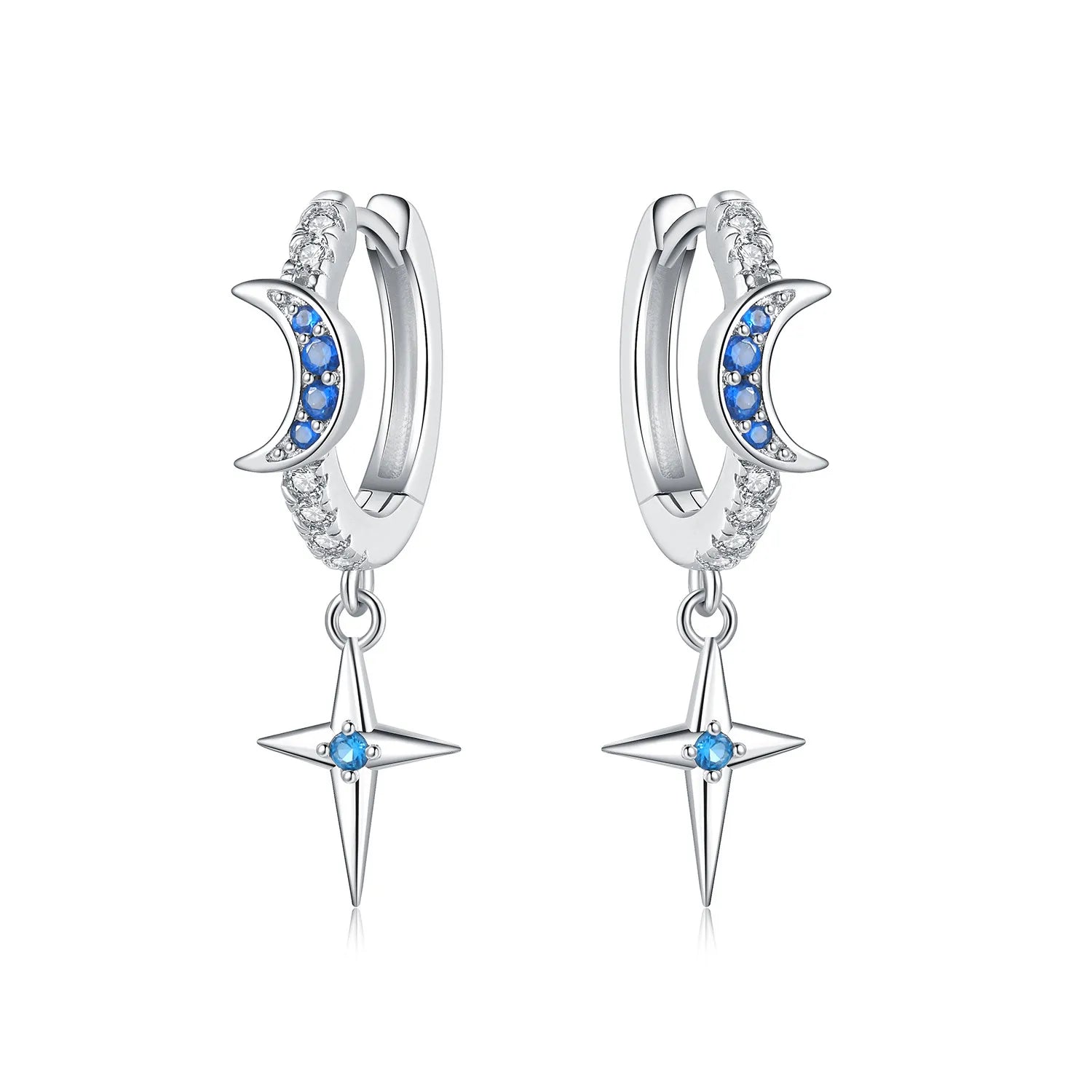 925 Sterling Silver Asymmetric Starry Drop Earrings Anniversary Jewellery Gift