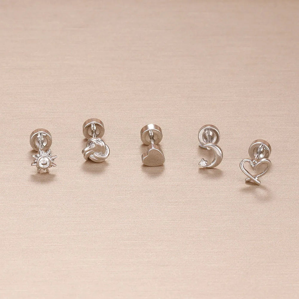 1PC Stainless Steel Star Moon Cartilage Piercing 18K Gold Plated