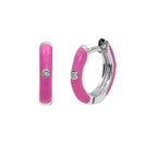 New Stainless Steel Round Hoop Earrings Colourful Crystal Zirconia