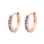2PCS Stainless Steel Minimal Hoop Earrings Zirconia Small Huggie Thin
