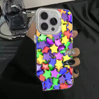 Colourful Star Matte Laser Case for iPhone 16 15 14 13 12 Pro Max