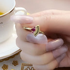 Golden Watermelon Ring 925 Sterling Silver Glam Fashion Stylish Jewellery