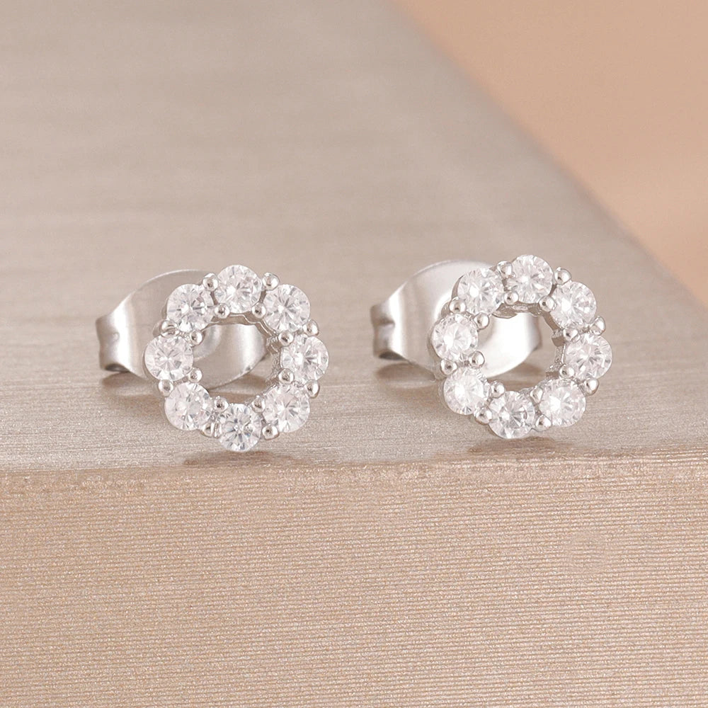 2PCS Fashion Geometry Zirconia Twinkle Star Stud Earrings Shinny