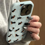 Dachshunds Pattern Case for iPhone 17 16 15 14 13 12 11 Pro Max Plus Texture