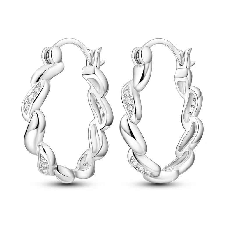 925 Sterling Silver Curve Weaving Large Circle Versatile Hoop Earrings Gift