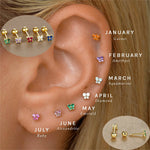 1PC Stainless Steel Birthstone Mini Stud Earrings 12 Constellation