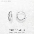 14mm White Stone Creole Hinged Hoop Earrings 925 Sterling Silver Classic