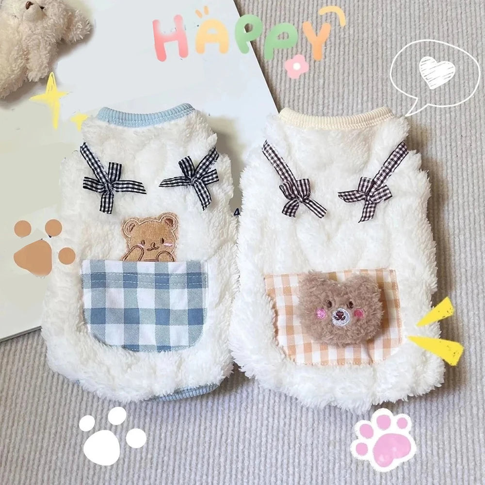 Plush Fleece Pet Vest Soft Warm Dog Cat Sweater Adjustable Winter Clothing