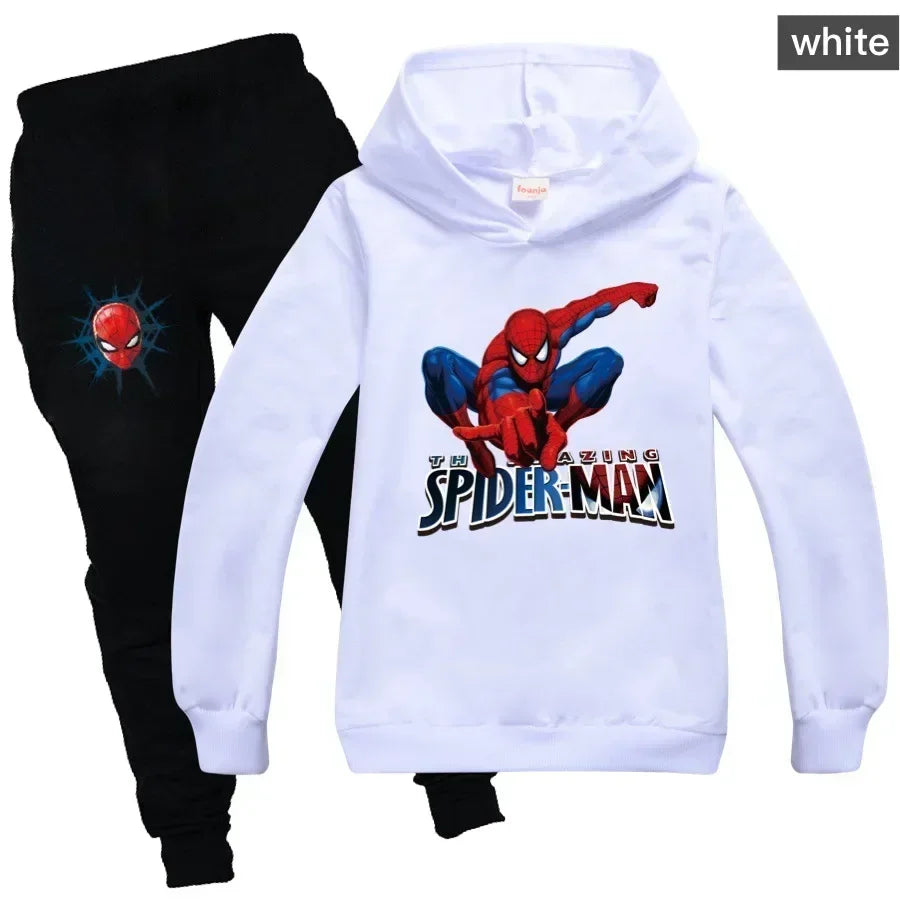 Kids Spiderman Print Hoodie & Pants Suit Boys Girls Casual Clothing Set