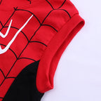 3pcs Spiderman Cosplay Costume Kids Boys Hooded Vest T-Shirt & Pants Tracksuit