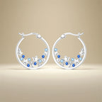 925 Sterling Silver Blue Zircon Starry Sky Hoop Earrings Trendy Jewellery