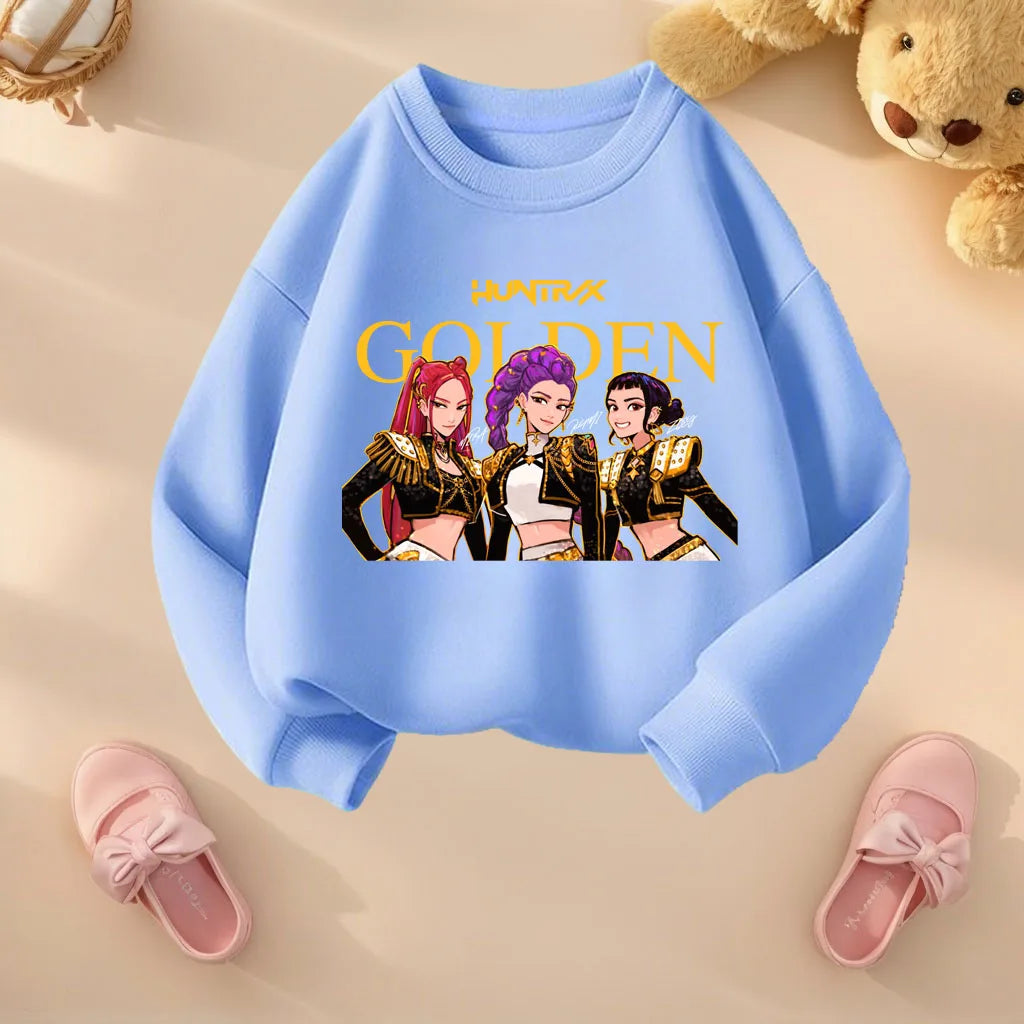 K-pop Girls O-Neck Casual Hoodies Long Sleeve Breathable Sport Tops
