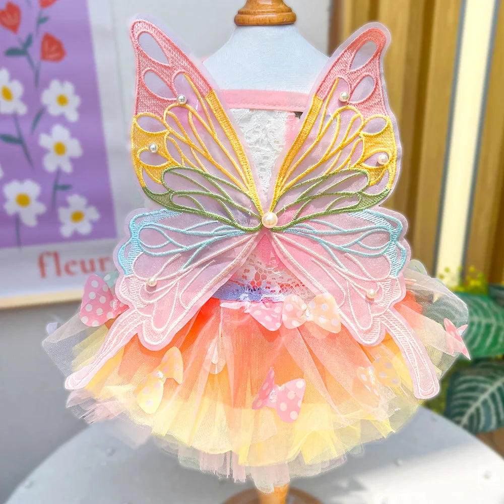 Pet Fairy Costume - Fluffy Princess Tutu Dress for Dogs and Cats, Elegant Party Gown, Photo Shooting Birthday Outfit