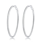 925 Sterling Silver Big Hoop Earrings Women 50/60/70/80mm Wedding Jewellery