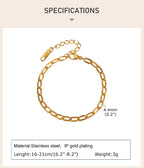 Geometric Oval Embossed Textured Link Chain Bracelet for Women,Stainless Steel Stacking Jewelry