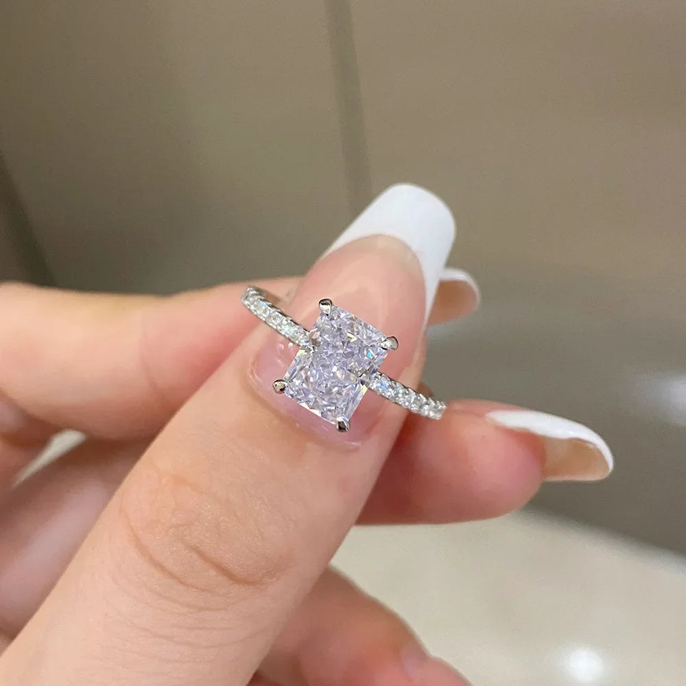 PureNew 1ct-4ct Radiant Cut Full Moissanite Diamond Rings For Women Original 925 Silver Luxury Oval Cut Lady's Diamond Ring 2025