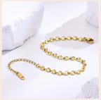 Texture Discs Bracelet Adjustable for Women, Stainless Steel Gold Plated Boho Minimalist Stacking Layered Jewelry