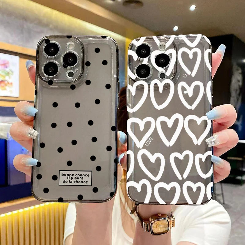 Cute Cartoon Love Heart Case for iPhone 17 16 15 14 13 12 11 Pro Max Mini