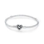 Original 925 Sterling Silver Bracelets Bangles Love Heart Clip Charms Beads Snake Chains For Women Rose Gold DIY Luxury Jewelry