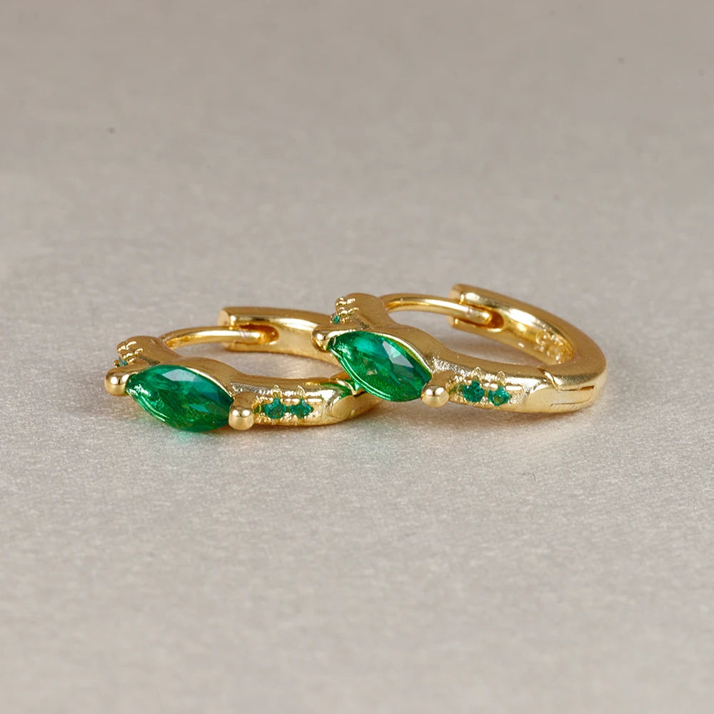 2023 Simple Stainless Steel Round Hoop Earring Colourful Zircon