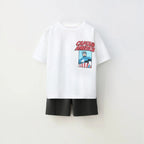 Boys Spiderman Summer T-Shirt & Shorts 2pc Set Kids Cartoon Casual Tracksuit