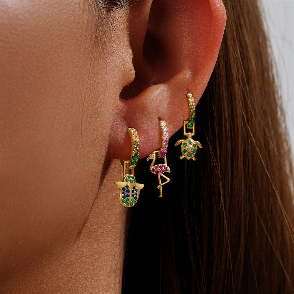 Cubic Zirconia Water Drop Hoop Earring Stainless Steel Geometry