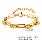 Chunky Bold Toggle Bracelets for Women, Stainless Steel OT Buckle Link Chain Bracelet Gold Plated Tarnish Free