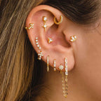 New Stainless Steel Zircon Star Cross Hoop Earring Gold y2k Crown