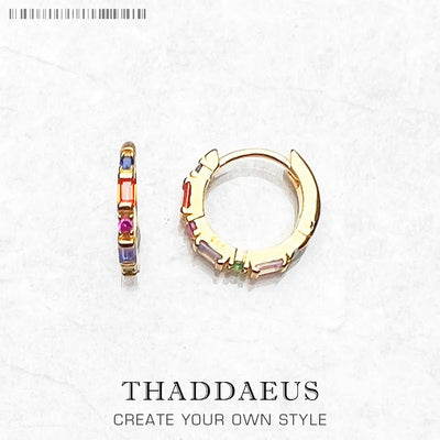 Colorful Stones Creole Hinged Hoop Earrings Solid 925 Sterling Silver
