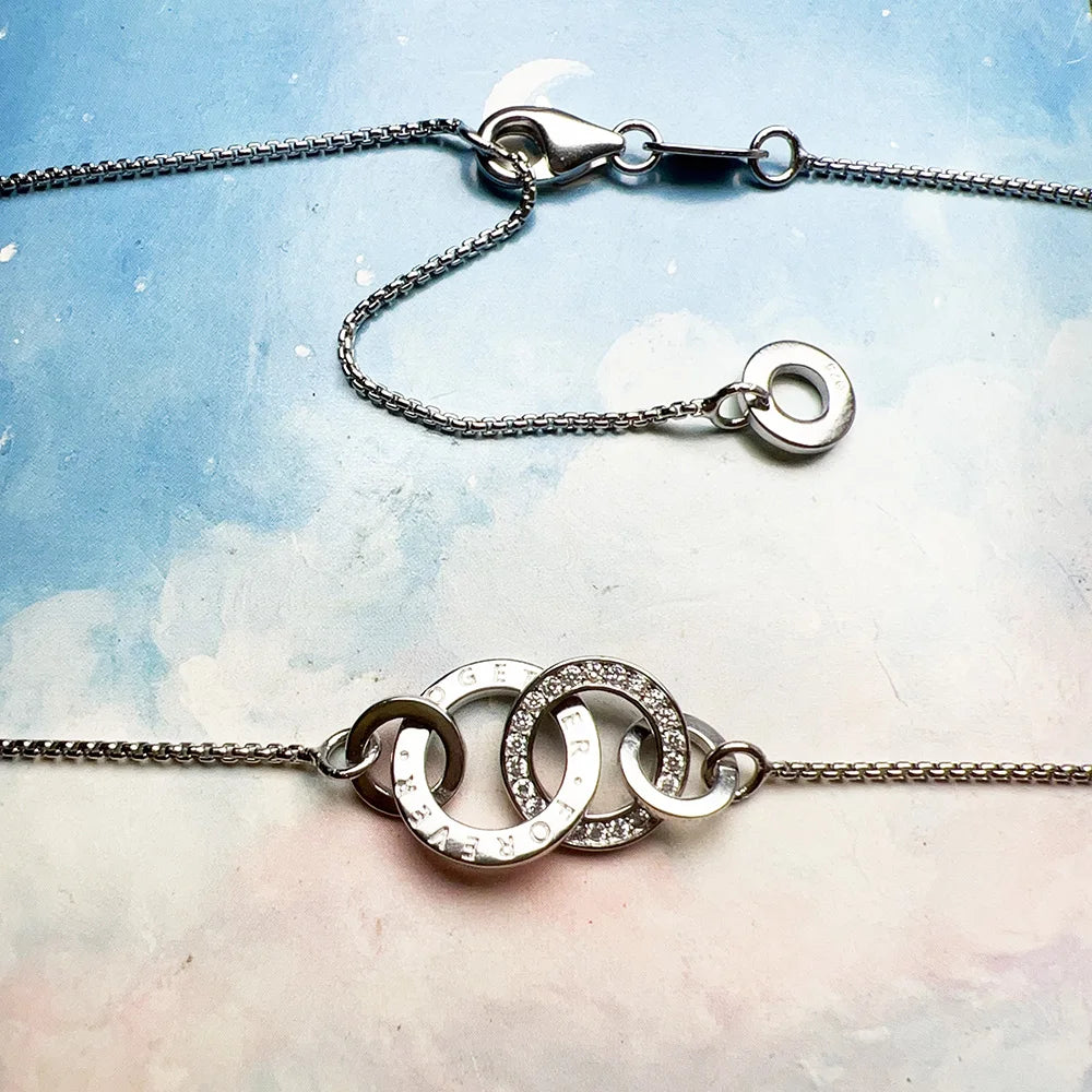 Forever Together Link Chain Necklace 925 Sterling Silver Romantic Love Gift