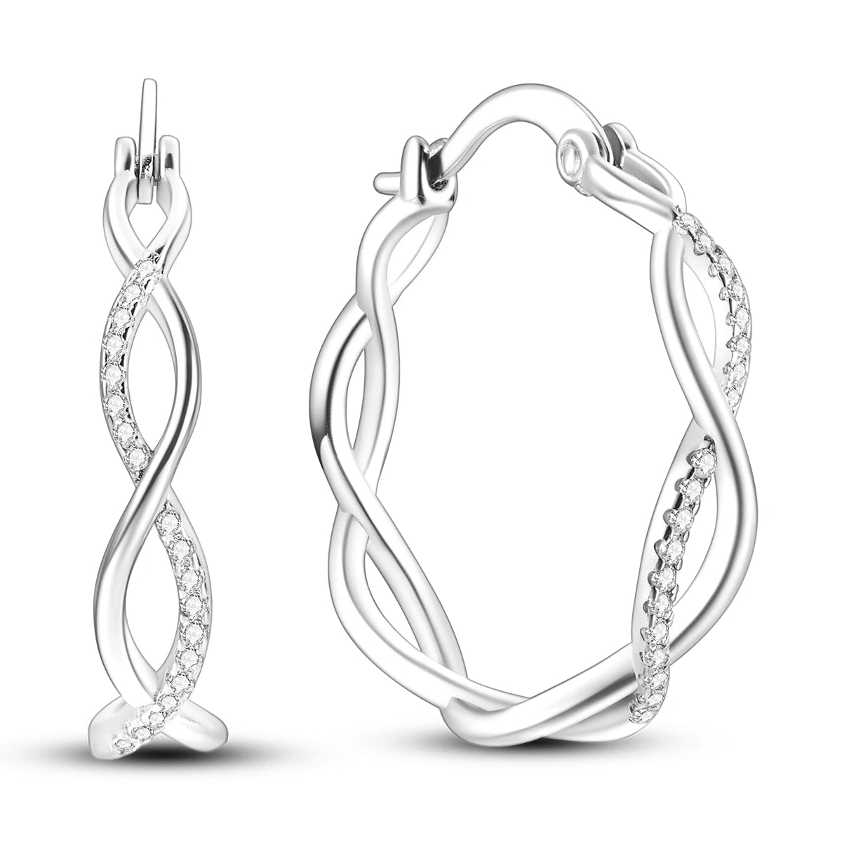925 Sterling Silver Curve Weaving Large Circle Versatile Hoop Earrings Gift