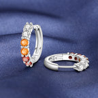 925 Sterling Silver Lucky Month Birthday Stone Hoop Earrings Trendy Jewellery