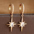 Luxury Crystal Zirconia Star Hoop Earrings Gold Plated Geometric