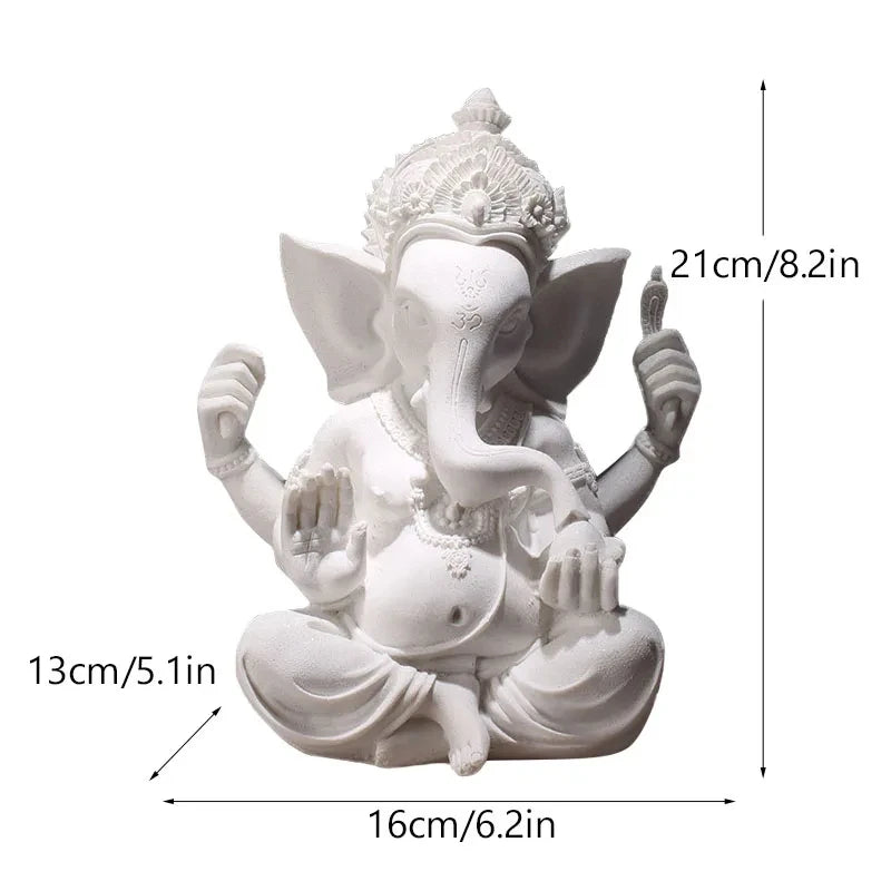 Sandstone Indian Ganesha Elephant God Statue Religious Hindu Feng Shui Buddha Sculpture