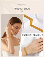 Vintage Mesh Link Bracelet for Women ,Thick Chain Stainless Steel Fashion Wristhand