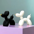 Graffiti Balloon Dog Sculpture Black White Puppy Figurines Modern Tabletop Decoration