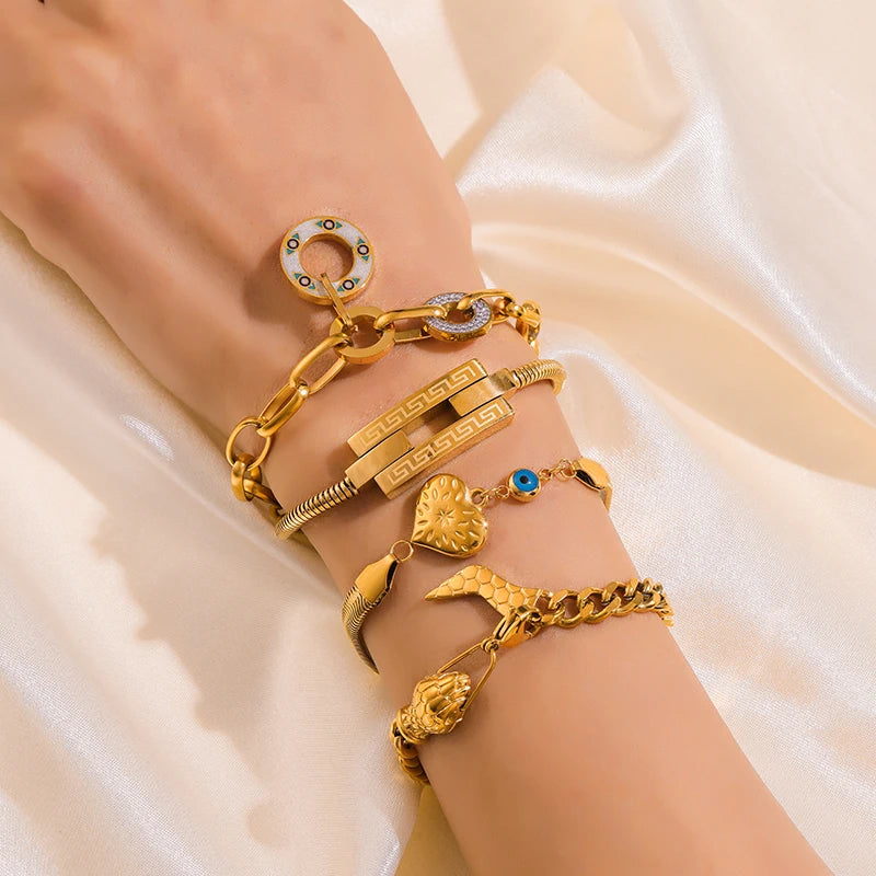 Gold Colour Stainless Steel Link Chain Bracelet Non-Fading Jewellery